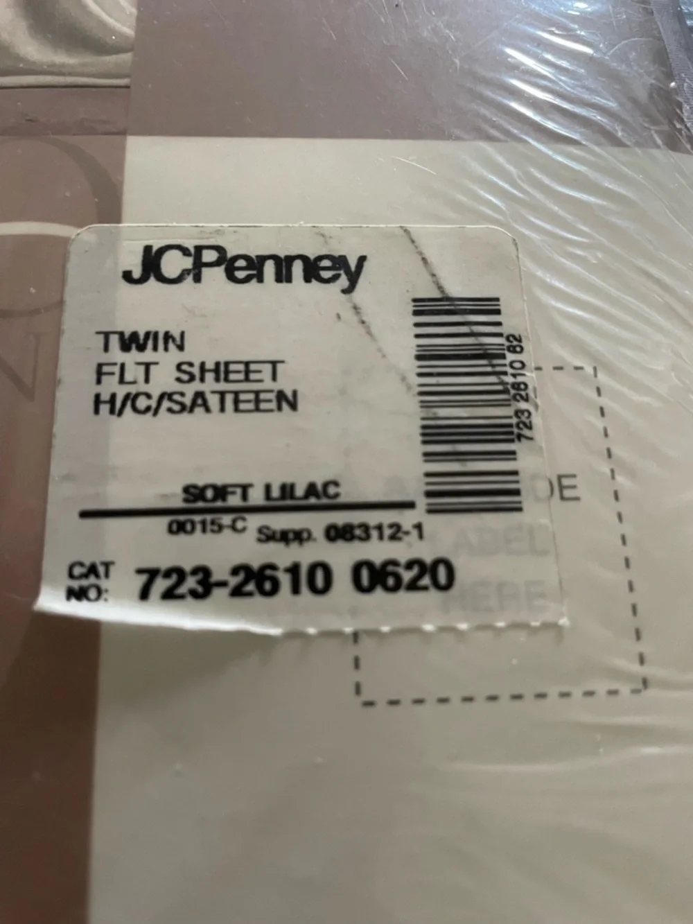 Vtg JCP Home collection 230 count soft lilac silky Sateen weave twin flat Sheet